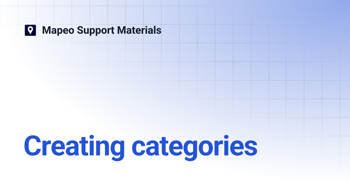 Creating categories | Mapeo Support Materials